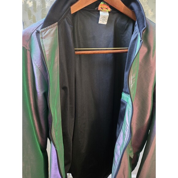 Vintage Surf Style Jacket Mens Sz L Iridescent Purple Y2K Retro Full Zip Bomber - Picture 11 of 14